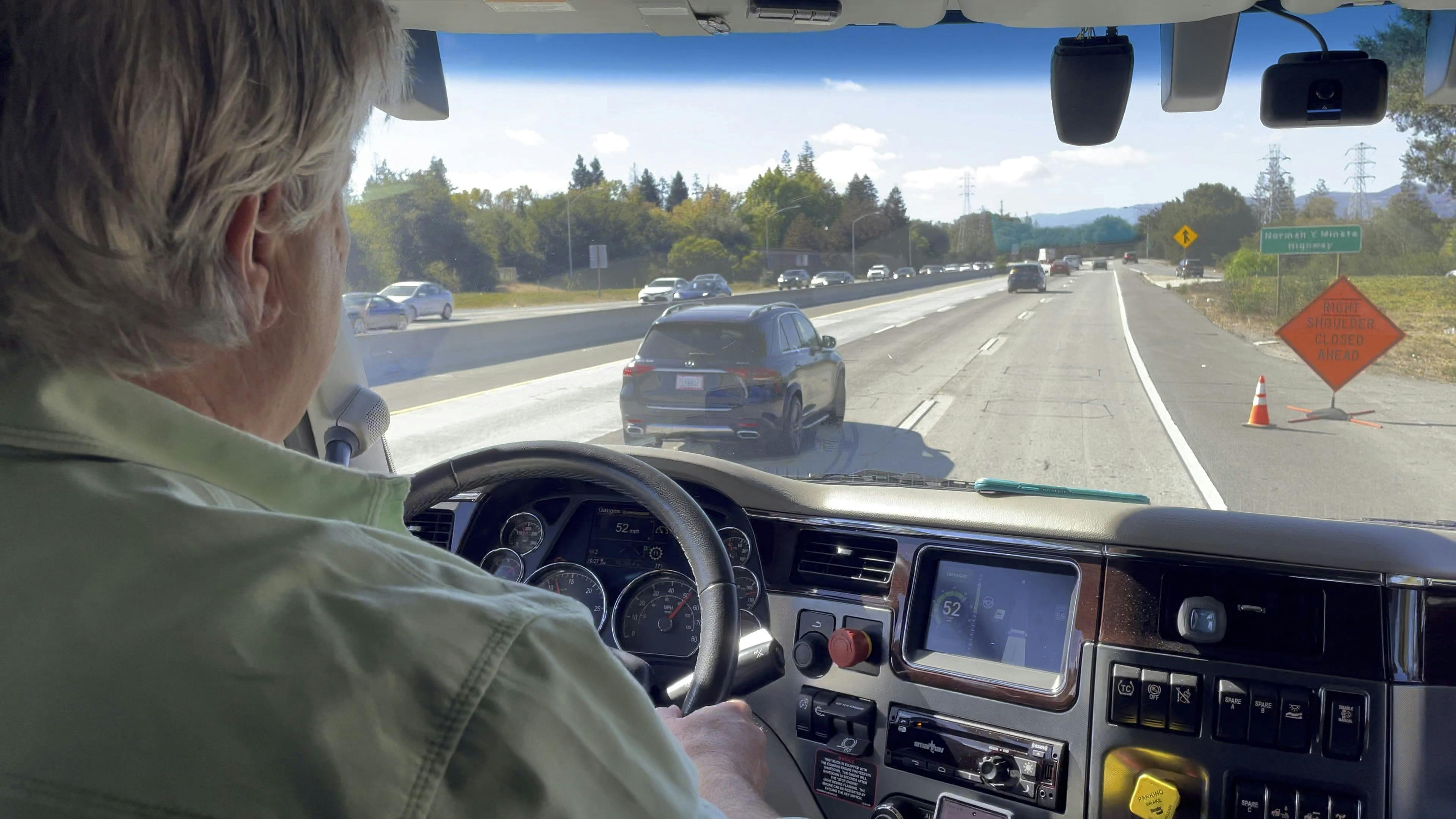 Jack Roberts test drives PlusDrive-powered highly automated truck in Santa Clara