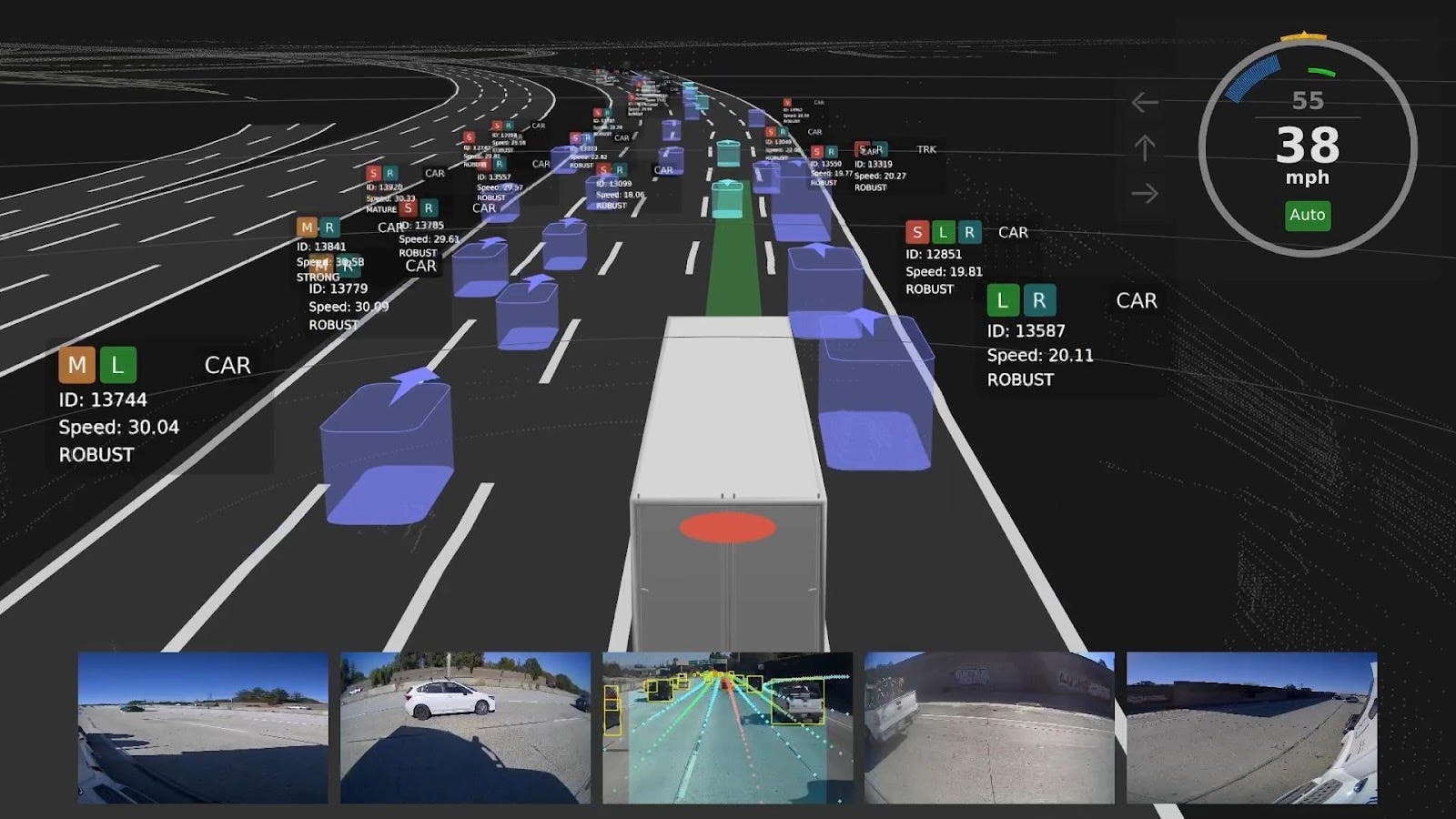 Visualization of truck on highway using PlusDrive on Autonomy OS